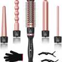 5 in 1 Curling Wand Set, Sixriver Hair Curling Iron with Curling Thermal Brush&4 Interchangeable Ceramic Curling Wand(0.4-1.25), Long Lasting Curls, Fast Heating Hair Wand Curler with Glove&2 Clips
