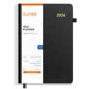 SUNEE 2026 Weekly and Monthly Planner 3.7" x 7.4" (January 2026December 2026), Half Weekly Half Note, Tall & Slim Size Yearly Calendar Planner, Leather Hardcover, 100 GSM Paper, Inner Pocket, Black