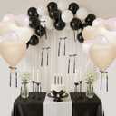 2 x Pink and Cream Heart Balloons Decorations, 10pcs Pink Cream Shape Heart Balloon with Black Bow Decoration for Birthday Bridal Shower Anniversary Gilrs Night Party Decorations