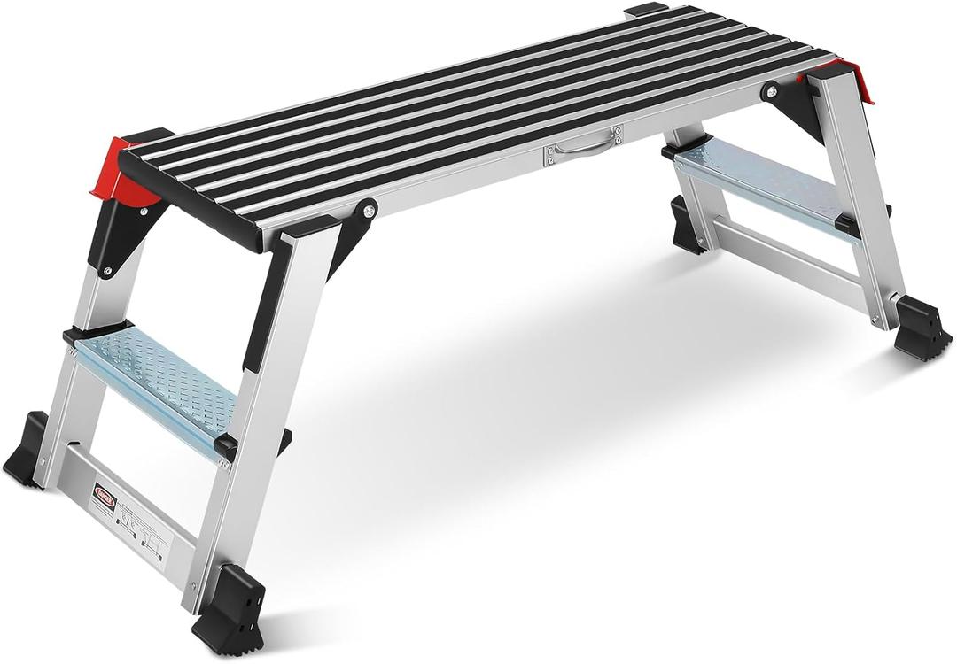 Work Platform, Aluminum Step Ladder, 40"12"20" Step Platform Non-Slip, Heavy Duty Folding Work Bench Capacity 330 LBS for Washing Vehicles, Cleaning, Painting, Decorating