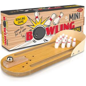 ZFFIO Mini Bowling White Elephant Gifts for Adults Useful Stocking Stuffers for Teens Adults for Men Women Who Have Everything Teens Boys Table Top Set Wooden Desktop Tiny Bowling Fun Gag