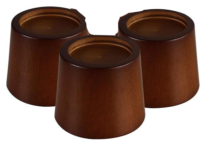 Wood Bed Furniture Risers Blocks - 3 inch Set of 3 Bed Risers, Heavy Duty Solid Wood Round Risers, Sofa Riser with Non-Slip Pad, Create Storage Space and Easy Cleaning for The Sweeper 3 Pack