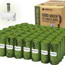 GORILLA SUPPLY Dog Poop Waste Bags with Dispenser and Leash Tie, 9" x 13", Green, 1000 Count