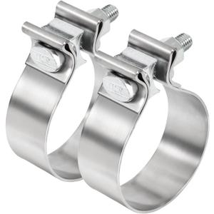 TIROL 2.25 Inch Exhaust Clamp, 2 1/4 Exhaust Clamp Stainless Steel Narrow Exhaust Band Clamps for 2.25" OD Exhaust Pipe, Muffler Pipe, Elbow 2Pcs