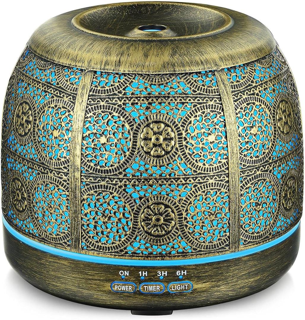 ARVIDSSON Essential Oil Diffuser, 500ml Aromatherapy Diffuser for Home, Ultrasonic Diffusers for Essential Oils, Metal Oil Diffuser with Mist Timer and Color Mood Light, Gift for Women and Men