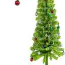 5Ft Christmas Tree, Curved Shape Bendable Artificial Xmas Tree with 50ft LED Lights & 24 Decorations Balls Xmas Holiday Decor Whimsical Design for Indoor Outdoor Home Office Street with Metal Base