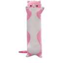 Cute Cat Plush Long Body Pillow – Soft Cartoon Stuffed Animal Doll, Kawaii Cat Plushie Cuddle Toy Gift for Kids, Girls & Girlfriend (Pink, 19.7 Inch)