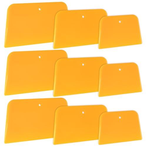 PEASUG Body Filler Spreader, 9 Pack Reusable Plastic Spreader Tool for Automotive Body Applying Fillers, Putties, Glazes, Caulks - Autobody Paint Repairs, 3 Each 4", 5" and 6"