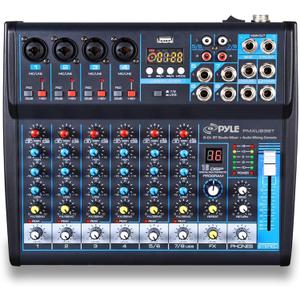 Pyle Professional Audio Mixer Sound Board Console Desk System- Interface 8 Channel Digital USB Bluetooth MP3 Computer Input 48V Phantom Power Stereo DJ Studio FX 16Bit DSP Processor, Black - PMXU83BT