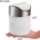 ZOOFOX 2 Pack Mini Trash Can, White Stainless Steel Garbage Bin with Swing Lid, Small Countertop Trash Can for Home, Office, Kitchen, Vanity Tabletop, Bedroom, Car