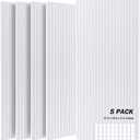 5 Pack Acoustic Panels, 47.2" X 23.6" X 0.4" Decorative Sound Proof Felt Panels, Sound Dampening Panels, Self-Adhesive Sound proof panels for walls, Creative Slotting Design.(White)