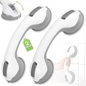 Auroras 12 Inch Grab Bars for Bathtubs and Showers, Grey