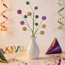 4 x 8 Pcs Carnival Decorations,15" Carnival Glitter Tree Picks Stems Ornaments Table Centerpieces Decor,Artificial Purple Gold Green Berry Flowers Branches Sprays for Carnival Party Home Decor