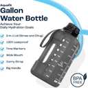 AQUAFIT 1 Gallon Water Bottle with Time Marker - Straw & Chug Lid - BPA Free Gym Water Bottle with Straw - Big Gallon Jug (Aqua, 128 oz - 2in1 Lid)