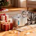 Cat Water Fountain Stainless Steel - 74oz/2.2L Automatic Large Pet Watering Bowl Dispenser for Indoor Dogs - Drinking Fountains with 3 Filter, Gifts for Cats and Kitty - Dog Waterer Bowls No Spill