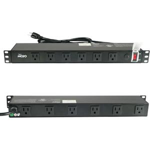 Tecmojo 1U Rackmount Network-Grade PDU Power Strip, 12 Wide-Spaced Right Angle Outlets, Circuit Breaker 12A (UL Certified 12A) 6ft Cord w/ 5-15P Plug, Black