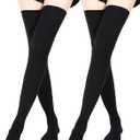 SATINIOR Extra Long Socks Thigh High Cotton Socks Extra Long Knee Boot Stockings for Women (One Size, Black)