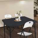 Byliable 34" Square Folding Card Table, Fold-in-Half Utility Dining Portable Table Heavy Duty HDPE Plastic Foldable with Carrying Handle Indoor Outdoor for Picnic, Camping, Party, Black