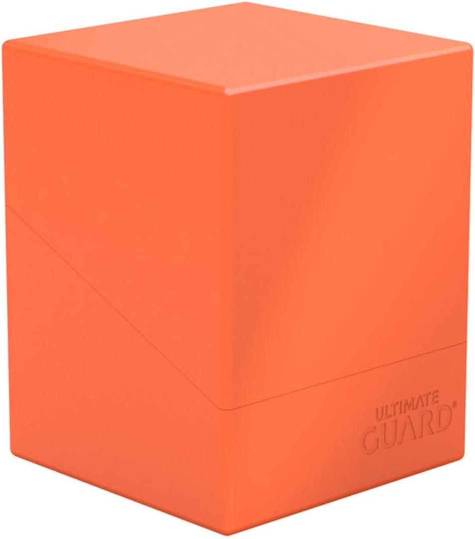 Ultimate Guard Boulder Solid 100+, Deck Case for 100 Double-Sleeved TCG Cards, Neon Orange, Secure & Durable Storage for Trading Card Games, No Transparency