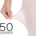 Luxdovi Women Ultra Soft 50 Denier Silky Tights Semi Opaque Solid Color Pantyhose High Waist Footed Stockings (Pink)