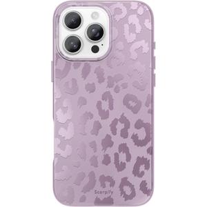 SCORPIFY for iPhone 16 Pro Case [Compatible with MagSafe] with Matte Lavender Leopard Cheetah Print Design, Cute Magnetic Phone Cover for Women Girls, Purple Neutral Aesthetic, Slim Bumper