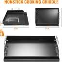 Griddle for Gas Grill, Grill Flat Top Griddle, 17" x 13" Cast Iron Nonstick Griddle Plate, Flat Top Plate Insert with Removable Handles & Grease Groove for Charcoal, Camping, Gas Stove, Tailgating