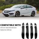 Door Handle Covers Trim Compatible With 10th Gen Honda Civic Sedan Hatchback Coupe Type R 2016 2017 2018 2019 2020 2021 Exterior Door Handles without smart Entry keyhole Glossy black Car Decoration