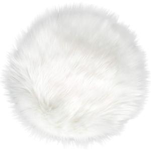 IVON 15.5 Inches White Round Faux Fur Rug, Fluffy Rug Cushion for Chair, Background for Nail Desk Photos