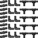 1/2" Poly PPSU Barb Crimp PEX Fitting, 30pcs PEX Fitting Combo, 10pcs Each Elbows Tees Straight Couplings, No Lead