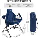 EVER ADVANCED Padded Hammock Camping Chair, Oversized Heavy Duty Swing Chair with Detachable Cup Holder, Portable Folding Rocking Camping Chair, Support Up to 400lbs, Blue, 31in x 20in x 51in