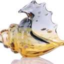 Hand Blown Glass Conch Statues, Gray and Amber Glass Art Figurines, Conch Shells for Coastal Home Decor, Living Room TV Stand and Bookcase Decor, Bathroom Shelf Tops and Cabinet Decor