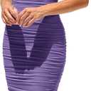 PRETTYGARDEN Summer Wedding Guest Dresses for Women 2026 Off the Shoulder Ruched Bodycon Spring Midi Cocktail Party Dress (Purple, S)