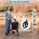 3 Wheel Walkers for Seniors, Foldable Rollator Walker with Tray & Large Storage Bag, 10" Big Wheel for All Terrain, 350 lb Weight Capacity, Pink