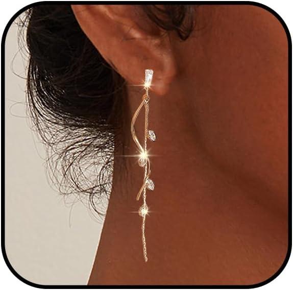 Crystal Drop Earrings,Zirconia Rhinestone Dangling Earrings for Women Prom Party Jewelry Gifts， Dangle Fashion Jewelry Crystal Earrings for Women