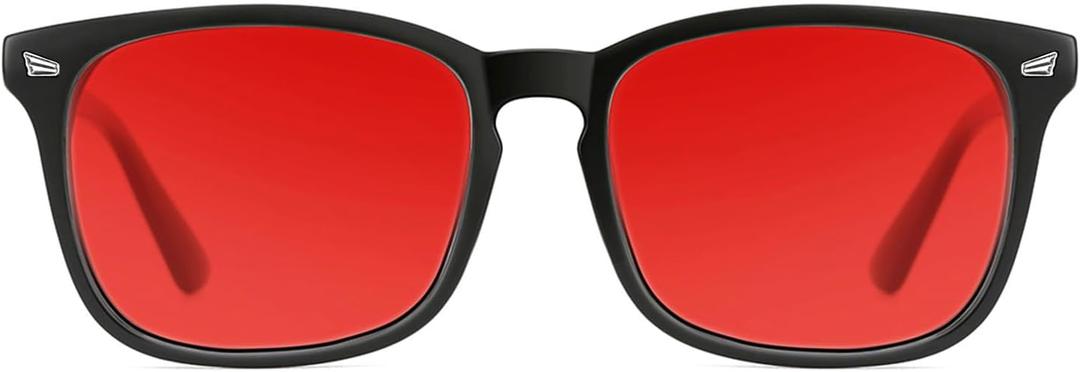TIJN Sleep Glasses with Blue Green Light Blocking, Red Light Lens for Computer Gaming, Screen Fatigue & UV Protection