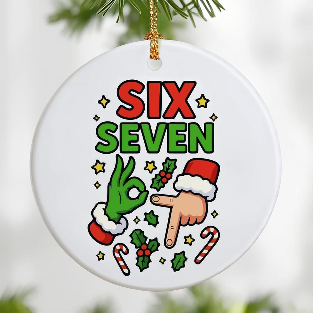 Santa Says 67 Christmas Ornament 2025 | 6 7 Ornaments | Funny 67 Meme Ornament | Funny Christmas Ornament | Gen Z Ornaments | Gen Alpha Gift | Teen Boy Gift