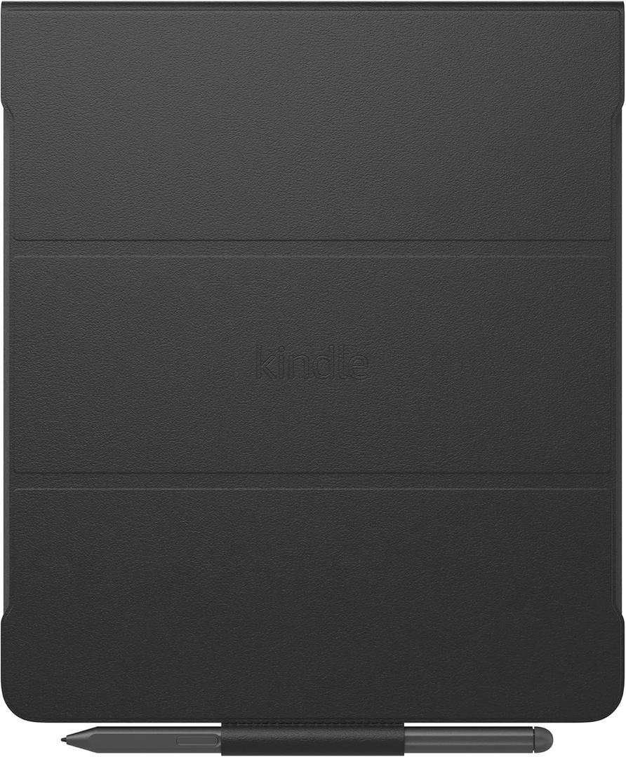 Amazon Kindle Scribe Leather Folio Cover with Magnetic Attach, Sleek Protective Case (Black)