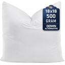 Pillows (Set of 1, White) – 18 x 18 Inches Down Alternative Pillows for Bed, Sofa, and Couch - Fluffy Decorative Stuffer Pillow for Indoors & Outdoors