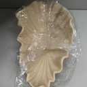 16" Large Decorative Bowl decor , Modern Home Decoration Scallop Bowl,Fashion Key Bowl for Entrance Table, Decorative Fruit Bowl for Kitchen Counter, Ruffle Decor, With Base, Artificial Stone Beige, 16.14inch