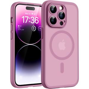 TOCOL Magnetic for iPhone 14 Pro Max Case, Upgraded Full Camera Protection, Compatible with Magsafe, Drop Protection, Translucent Matte Back Phone Cover 6.7 inchLilac Purple