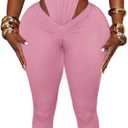 Sexy 2 Piece Sets for Women Sleeveless Hollow Out Bodysuit Top Bodycon Ruched Leggings Set Jumpsuit Club Outfits (Pink, M)