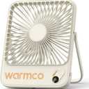 Warmco 10000mAh Portable Travel Fan 7-inch, Up to 24H Runtime, Ultra-thin Quiet Rechargeable Battery Powered Desk Fan with Digital Display for Camping, Office, Bedroom, Cruise Essentials