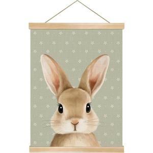 You found a duck Cute Rabbit Wall Art Decor, Nordic Woodland Animal Wall Hanging Decor for Nursery,Classroom, Playroom, Soft Neutral Bunny Poster for Toddler Bedroom,Easter Bunny Decor 14x18.5Inch