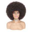 70s Afro Kinky Curly Wig For Women, Dark Brown, Synthetic Fibers, Soft, Bouncy, No Shedding, Adjustable Straps