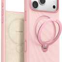 TORRAS Q3 Wind for iPhone 17 Pro Case Silicone, 360 Magnetic Stand, Fit for MagSafe, Camera Control, Safe Soft Elegant Phone Case for iPhone 17 Pro 6.3'', Powder Pink