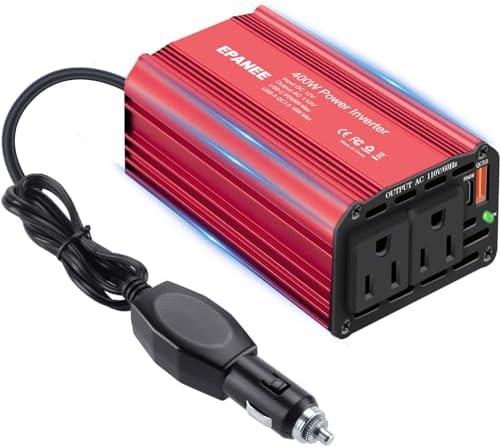 400W Power Inverter 12V DC to 110V AC, Car Charger Plug in Adapter Outlet with PD 65W USB-C&QC 18W Port, Portable Power Converters for Laptop Vehicles Camping Road Trip Essentials Adults