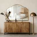 Gold Arched Vanity Mirror, 29"x39" Modern Minimalist Wall Mounted Bathroom Mirror for Living Room, Bedroom, Fireplace, Hallway Mantle, Dresser, Entryway Home Wall Mirrors Decorative