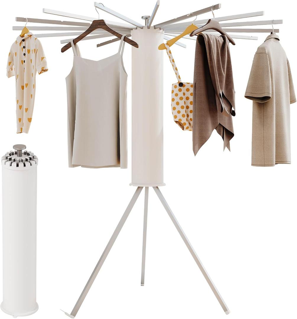 BOQORAD Tripod Clothes Drying Rack,Drying Rack Clothing Foldable,(16 Aluminium Poles),Standing Dry Racks,Laundry Drying Rack,Clothes Hanger Rack,Laundry Rack Folding,Collapsible, Retractable
