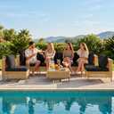 LHBcraft 7-Piece Wicker Outdoor Patio Furniture Set, Modular Rattan Outdoor Furniture, Patio Conversation Sets, Handmade Rattan, Water Resistant Fluffy Cushions and Coffee Table, Black