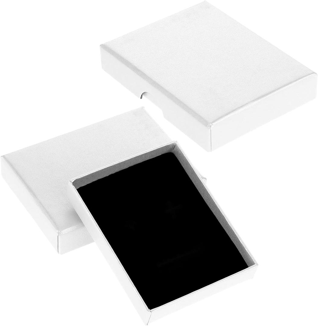 2 Pack Small Jewelry Gift Box, Cardboard Jewellery Box with Lids Pendent Storage Case Necklace Bracelet Earring Cardboard Organizer Square Jewelry Gift Boxes for Necklaces Bracelets Earrings(White)